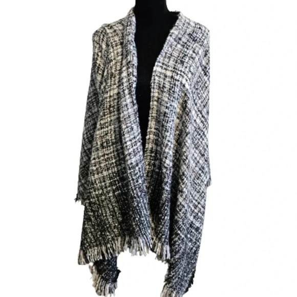 Source Unknown Jackets & Blazers - Black and White Plaid Cape Wrap Ruana